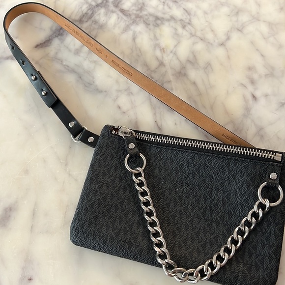 *Michael Kors, charcoal and black print belt bag main image 6